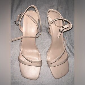NORDSTROM Open Edit Dante Ankle Strap Tan/Cream/Nude Sandals Size 11 NWOT
